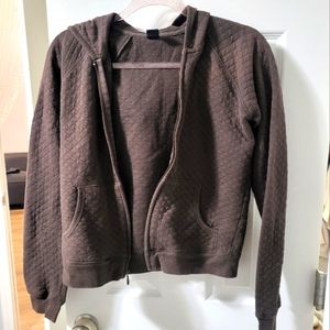 brown quilted hoodie zip up size medium